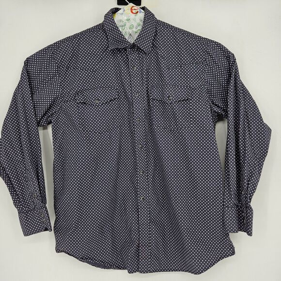 Vaccari Shirt Mens Large Geometric Print Western Pearl Snap Long Sleeve - Picture 1 of 11